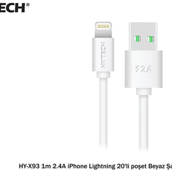Hytech HY-X93 1m 2.A iPhone Lightning Beyaz Şarj Kablosu