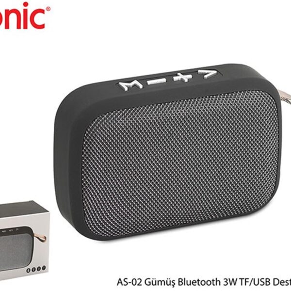 Asonic AS-02 Gümüş Bluetooth 3W TF-USB Destekli Speaker