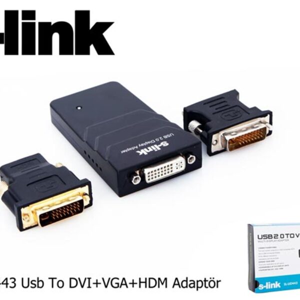 S-link SL-UD443 Usb To DVI+VGA Adaptör