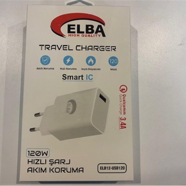 Elba ELB12 Elb- USB120 120W 3.4A Hızlı Şarj Akım Koruma Isıya Dayanıklı EV Şarj Kafa