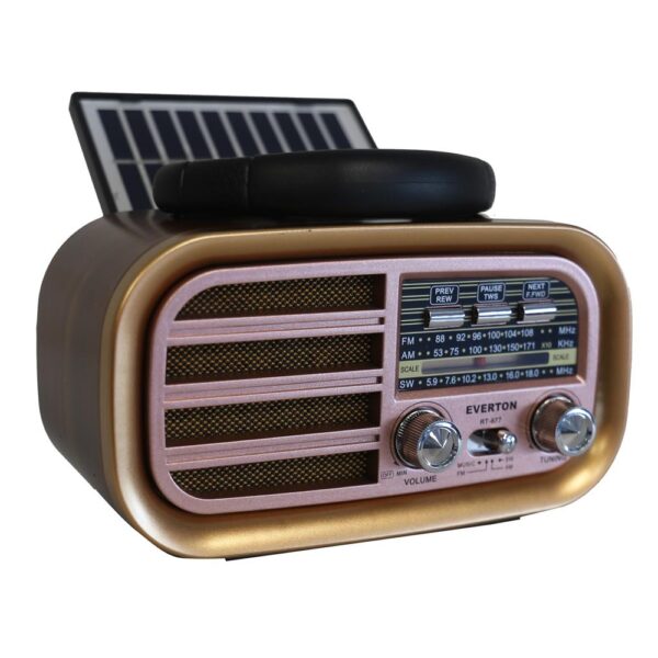 Everton Rt-877 Güneş Enerji Panelli Bluetooth Fm-Usb-Tf-Aux Şarjlı Nostaljik Radyo