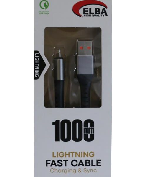 Elba Elb27-IOS 1Mt  iPhone Lightning 3A Hızlı Şarj Hasırlı Şarj Kablosu Beyaz