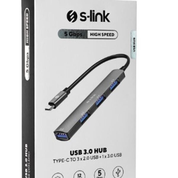 S-link SW-U324 3-USB2.0, 1-USB3.0 Type-C Metal USB Hub