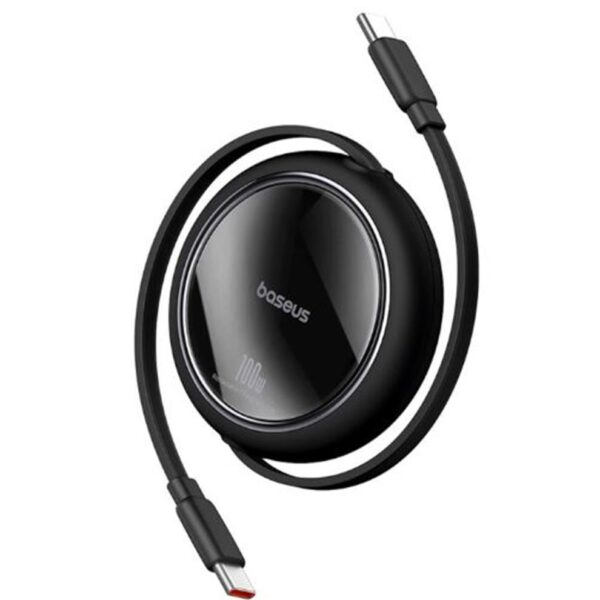 Baseus Free2 Draw Mini Siyah P10364500111-00 1Mt 100w PD Makaralı Type-C to Type-C Şarj Kablosu