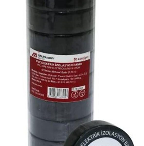 Mutlusan 10-19 İzole Bant 10lu (Elektrik Bant) Siyah 065133001019