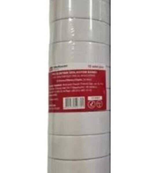 Mutlusan 10-19 İzole Bant 10lu (Elektrik Bant) Beyaz 065133011019