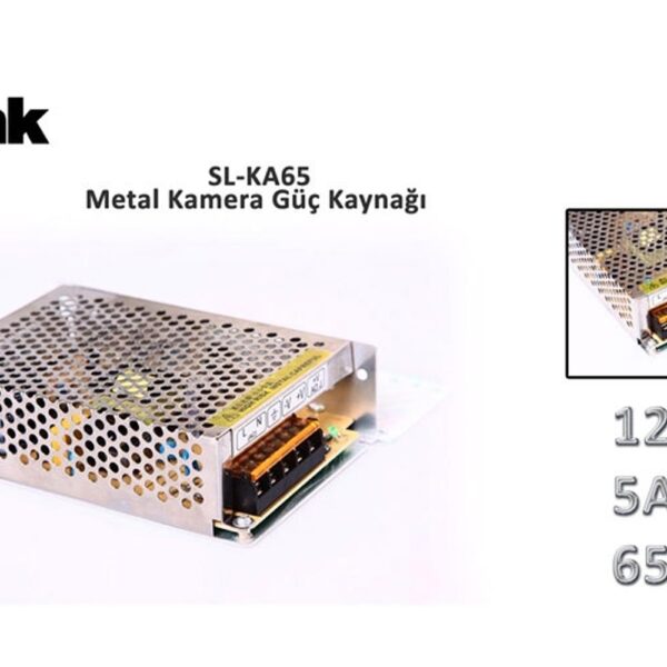 S-link SL-KA65 12V 5A 65W Metal Kamera Güç Kaynağı