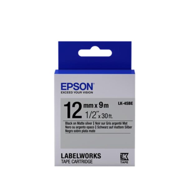 Epson LK-4SBE Gümüş Üzeri Siyah 12mm 9Metre Etiket