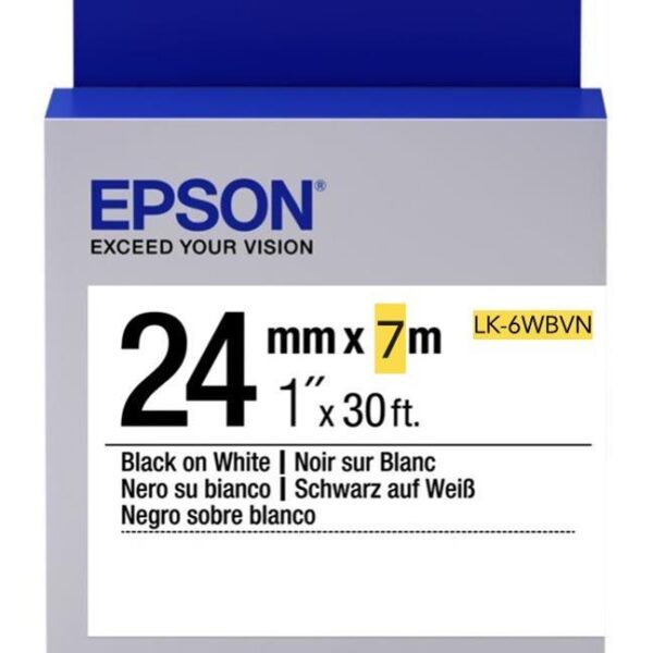 Epson LK-6WBVN Vinil Beyaz Üzeri Siyah 24mm 7Metre Etiket