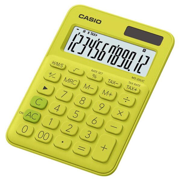 Casio MS-20UC-YG 12 Hane Sarı Masa Üstü Hesap Makinesi