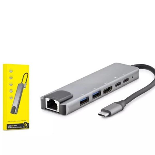 HADRON HDX7791 TYPE-C HDTV COMBO HDMI 4K 30HZ + 2-TYPE-C + 2-USB3.0 + LAN 6IN1 GRİ
