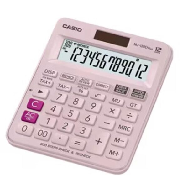 Casio MJ-120D Plus Pembe İşlem Kontrollü 12 Hane Masa Üstü Hesap Makinesi