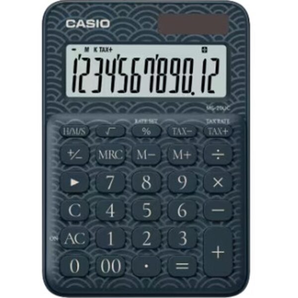Casio MS-20UC-JBU 12 Hane Lacivert Desenli Masa Üstü Hesap Makinesi