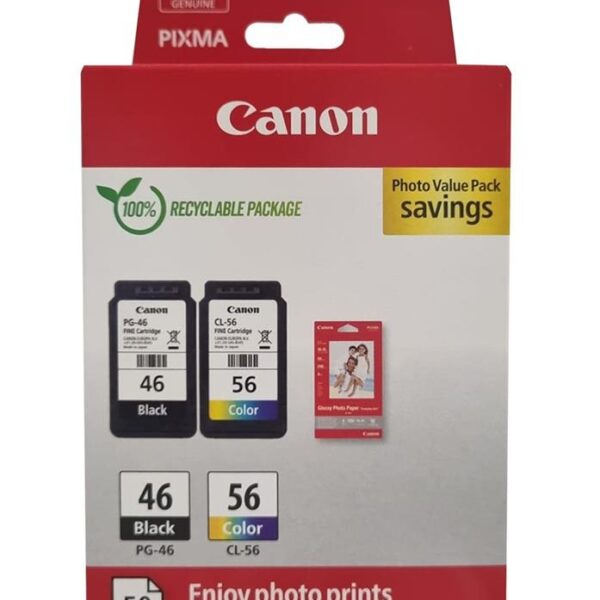 Canon PG-46 CL-56 Multipack 2'li Mürekkep Kartuş 50 adet 10x15 Fotoğraf Kağıdı Hediyeli