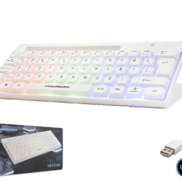 Hadron Hdx2608 Kablolu Oyuncu Mini Klavye Led Q Beyaz
