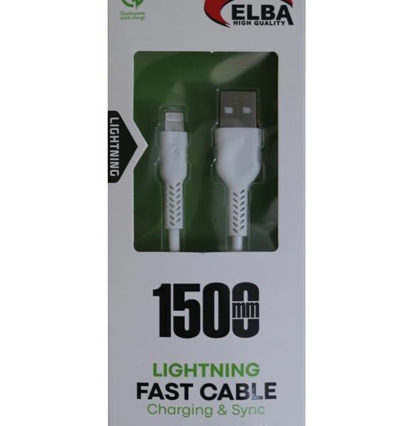 Elba Elb36-L1 1,5Mt  Micro  Beyaz 3A Hızlı Şarj Kablosu