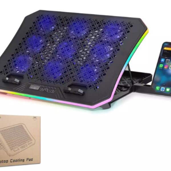 Hadron Dcxa19 Notebook Soğutucu 9-Fan + Telefon Standı 14-18 RGB Siyah