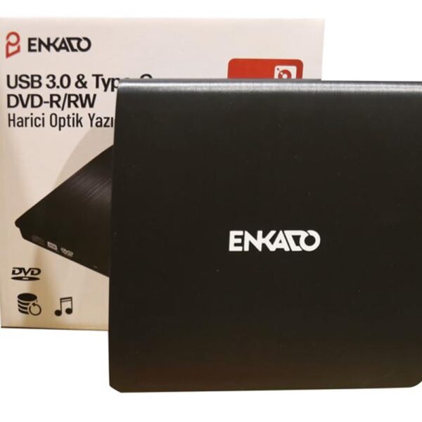 Enkado Ekd-Udvd120 Type-C - USB 3.0 DVD-R-CD-R-RW- Dvd-Rw Ultra Slim Harici Optik Yazıcı Siyah