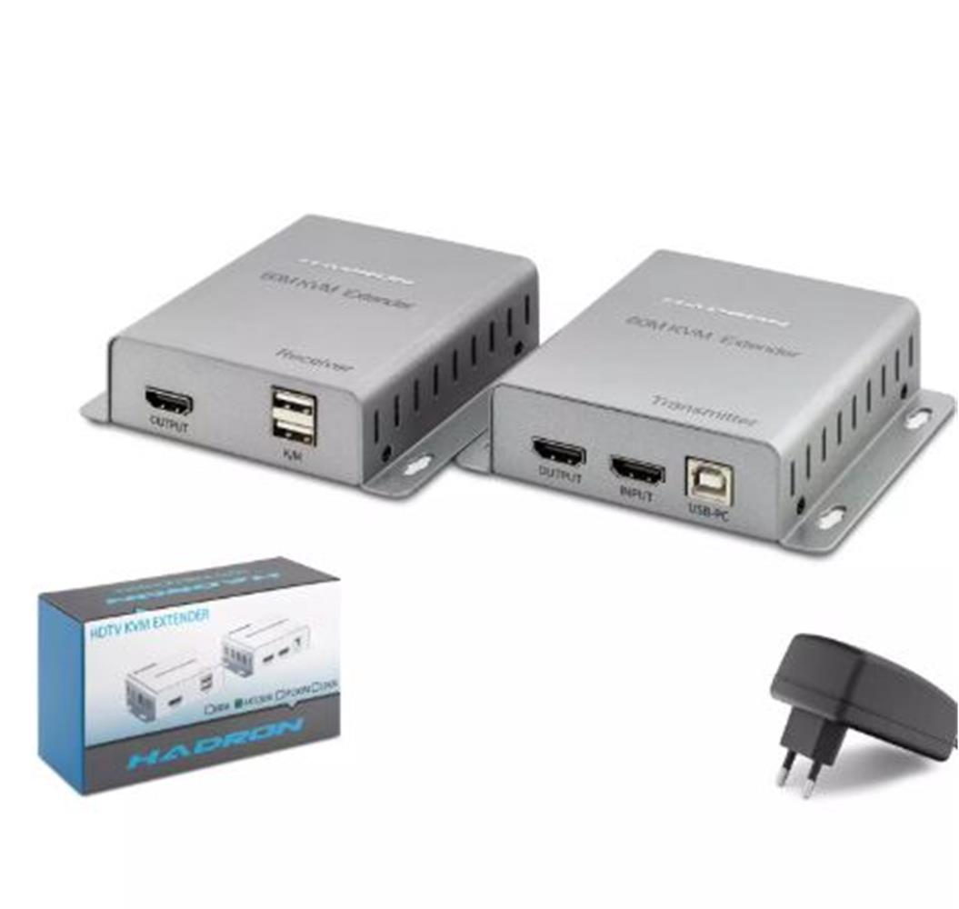 119234 Hadron Hdx1355 Hdmi Kvm Extender 1080P 60M Silver - Görsel 1