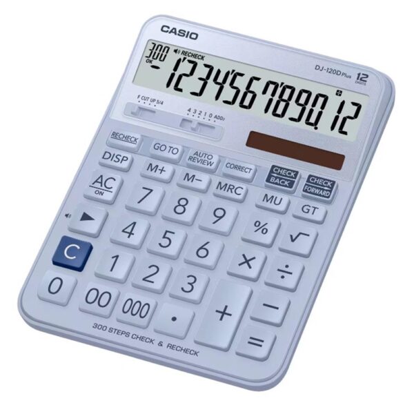 Casio DJ-120D Plus Açık Mavi İşlem Kontrollü 12 Hane Masa Üstü Hesap Makinesi