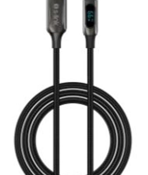 S-link Armor LED UC-066 66W 1m USB to Type-C PD Örgülü LED Başlıklı Siyah Hızlı Şarj Kablosu