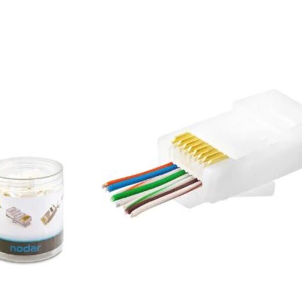 NODAR ND2406 CAT6 EZ RJ45 Konnektör 100 Adet Plastik Kutu - Beyaz