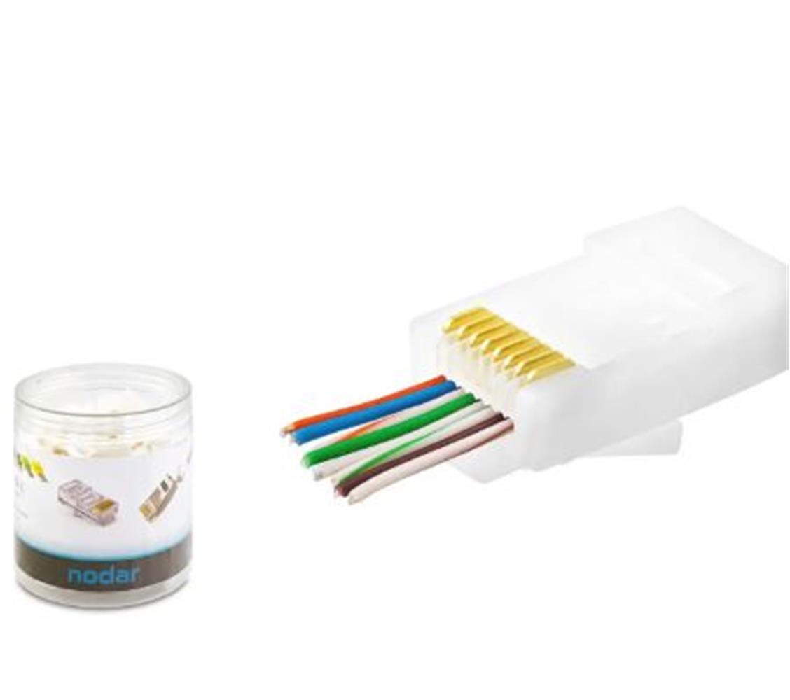 120682 NODAR ND2406 CAT6 EZ RJ45 Konnektör 100 Adet Plastik Kutu - Beyaz - Görsel 1