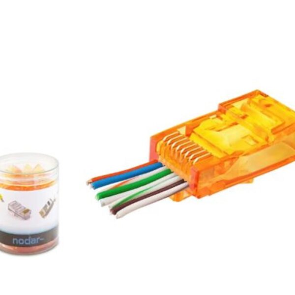 NODAR ND2405 CAT6 EZ RJ45 Konnektör 100 Adet Plastik Kutu -Turuncu
