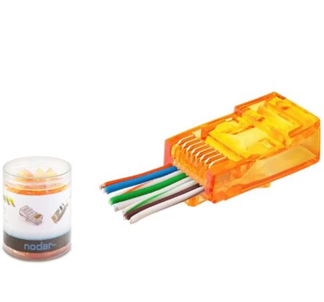 120683 NODAR ND2405 CAT6 EZ RJ45 Konnektör 100 Adet Plastik Kutu -Turuncu - Görsel 1