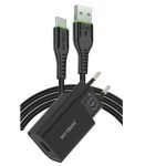 Hytech HY-XE26T Type-C Kablolu 2100MA Ev Şarj 11W + 2,4A Siyah Şarj Adaptör Seti