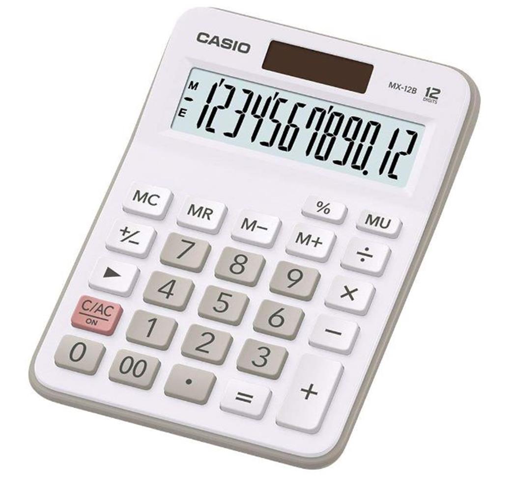 101204-1 Casio Mx-12b-we Beyaz 12 Hane Masa Üstü Hesap Makinesi - Görsel 1