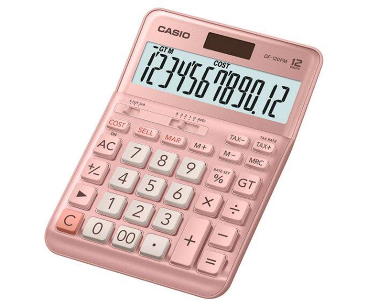 101829-1 Casio Df-120fm-pk Pembe 12 Hane Masa Üstü Hesap Makinesi - Görsel 1
