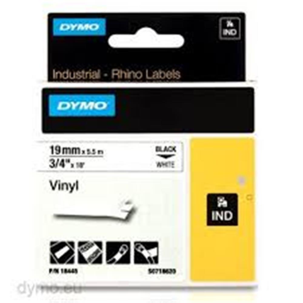 103319-1 Dymo 18483 RhinoPRO SabitPolyester Şerit 12mmx5,5m Beyaz-Siyah - Görsel 1