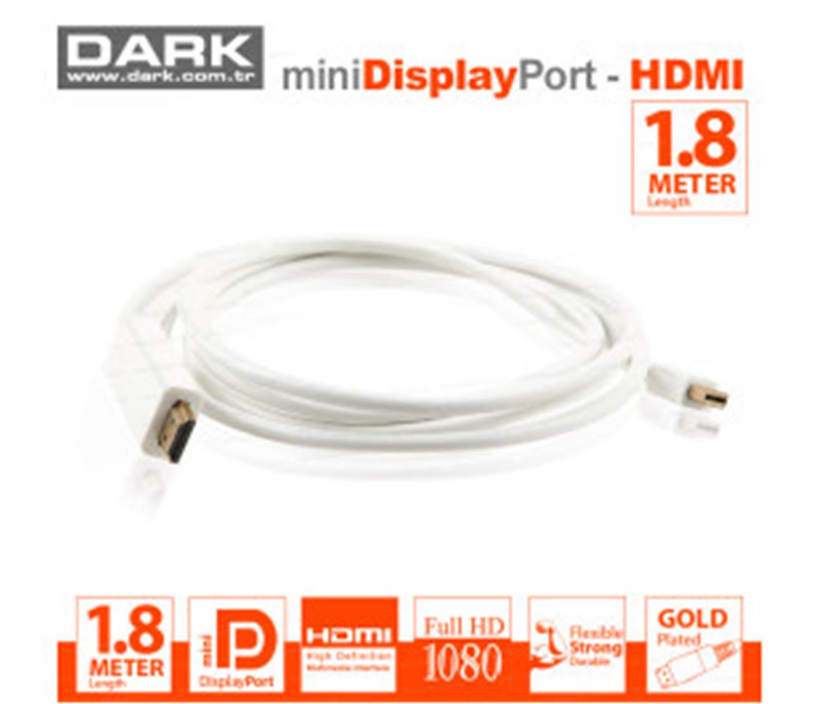 104311-1 Dark Mdpxhdmıl180 1.8mt Mini Displayport To Hdmı Kablo - Görsel 1