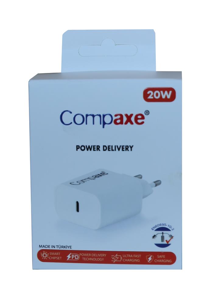 106245 Compaxe CTA-200C PD USB-C 3.0 20W Ev Şarj Kafa - Görsel 1
