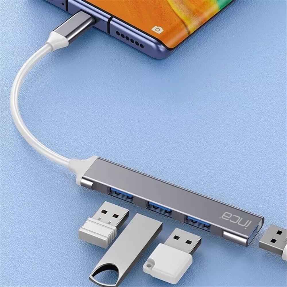 106596-1 Inca Iusb-04t Type-c Grişli 4port Usb Hub 3x2.0 Usb Çıkış 3.0 Usb Çıkış 5 Gbps - Görsel 1