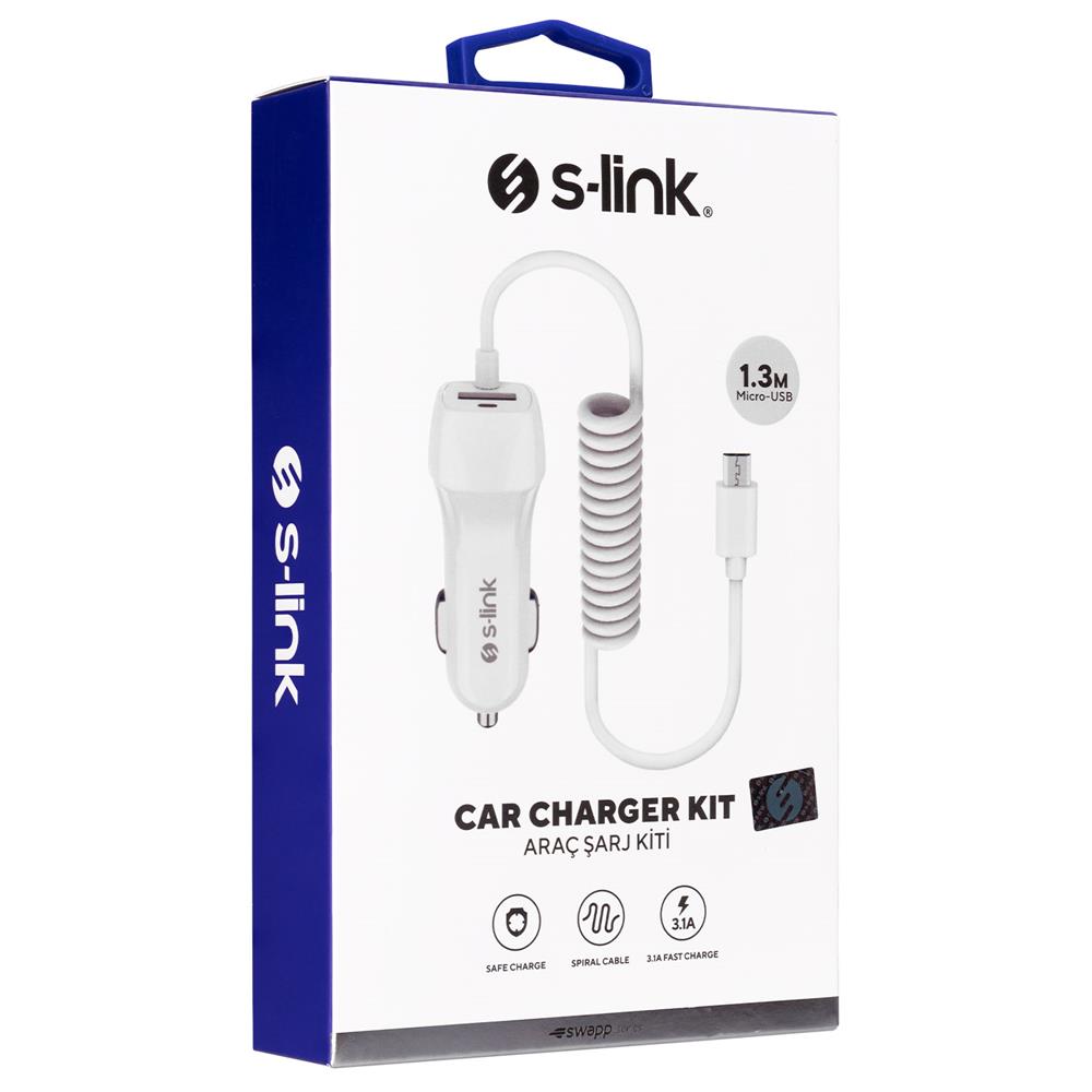 106698-1 S-link Swapp Sw-c535 1 Usb + Micro Usb 12-24v 3.1a Kablolu Araç Şarj Cihazı - Görsel 1