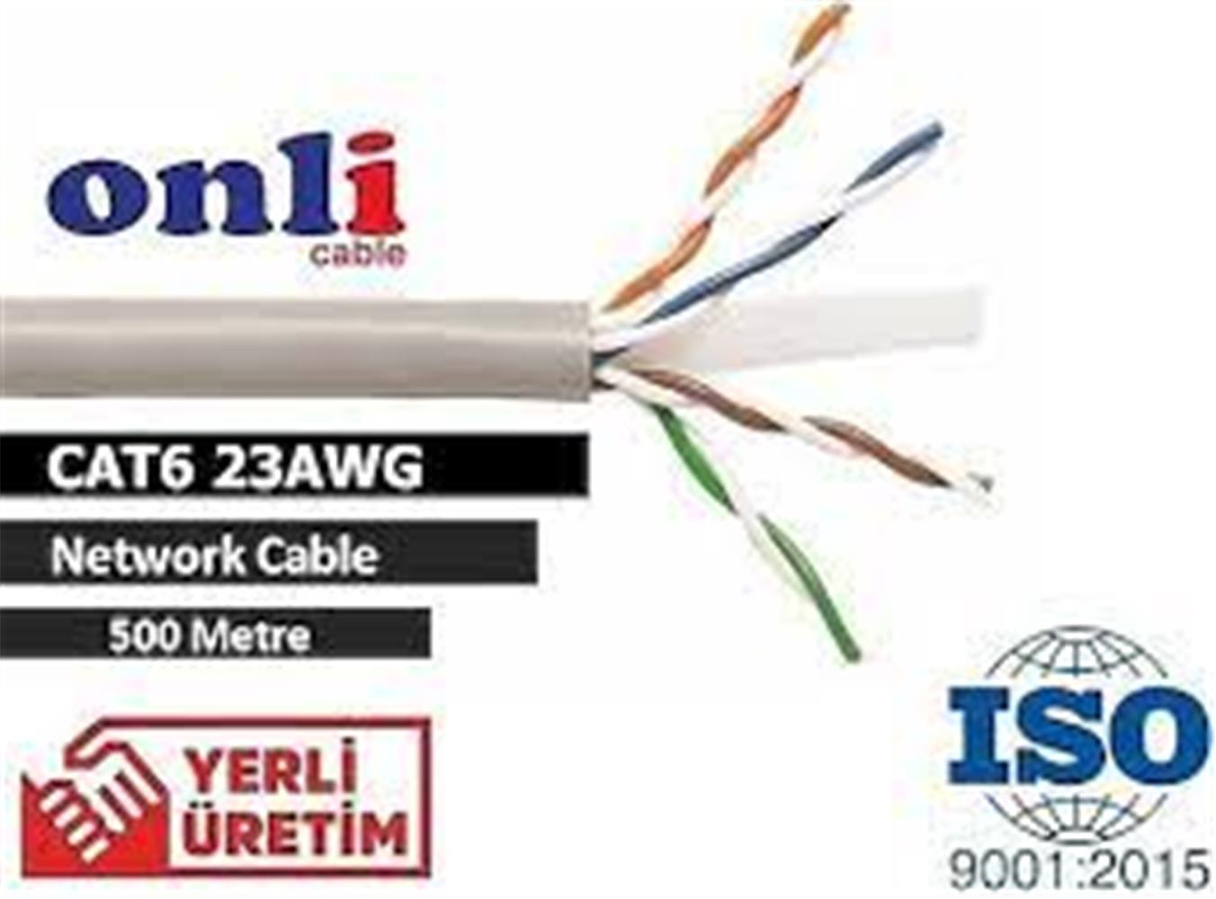 107802-1 Onli ER-6002 U-UTP 23 AWG CCA CU 500 Metre Cat6 Kablo - Görsel 1