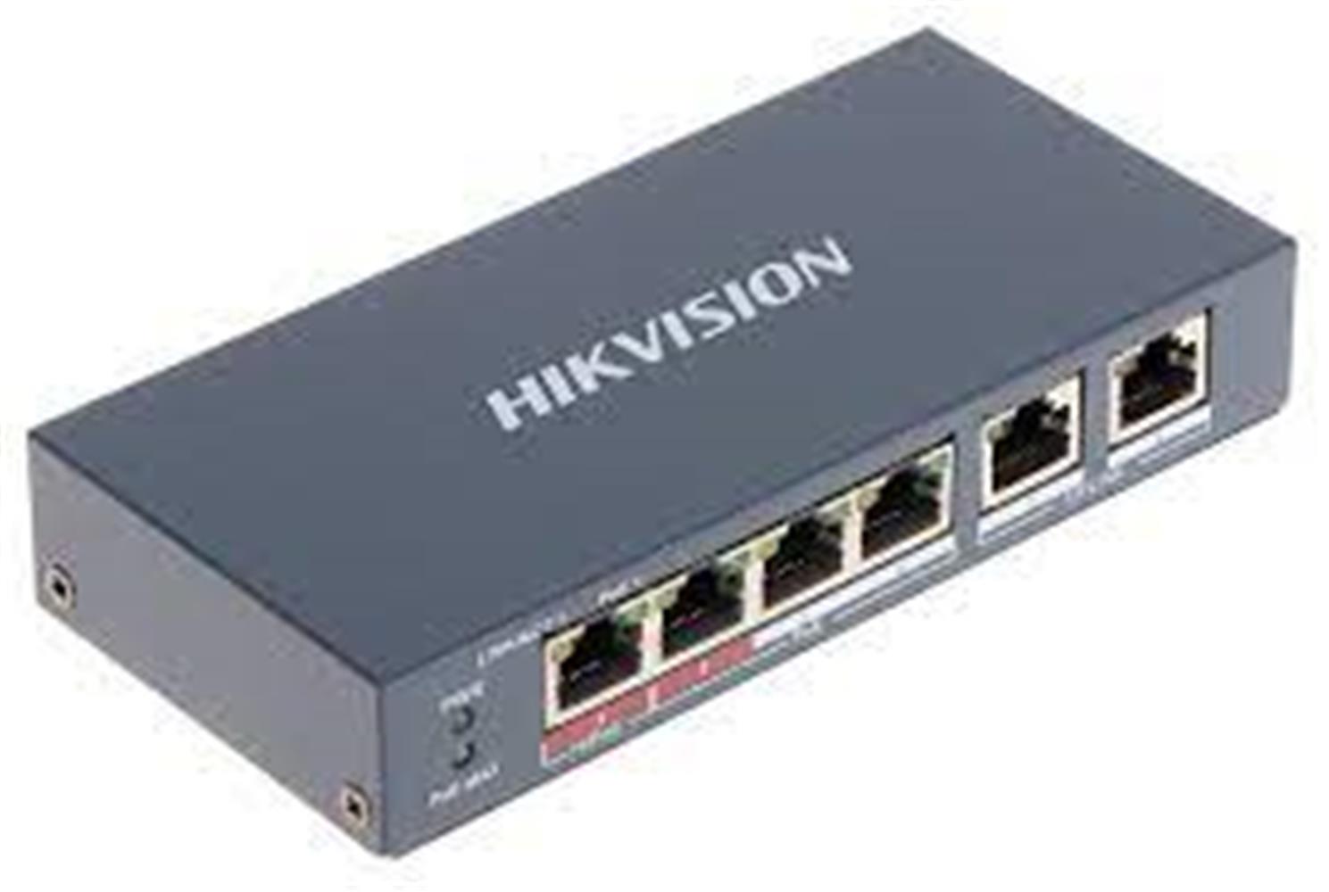 108054-1 Hikvision DS-3E0106P-E-M 4 Portlu 10-100 Fast Ethernet Switch- 4 Port Poe 35W - Görsel 1