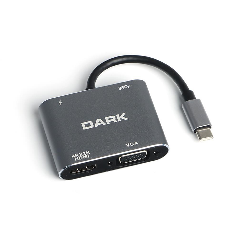 108603-1 Hytech HY-USBC82 4K@30Hz Gri Metal 2xUSB3.0, 1xUSB - Görsel 1