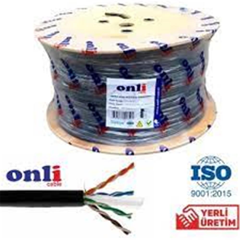 108610-1 Onli On-6006 U-utp 23 Awg Cca-pe Outdoor 500 Metre Cat6 Kablo - Görsel 1