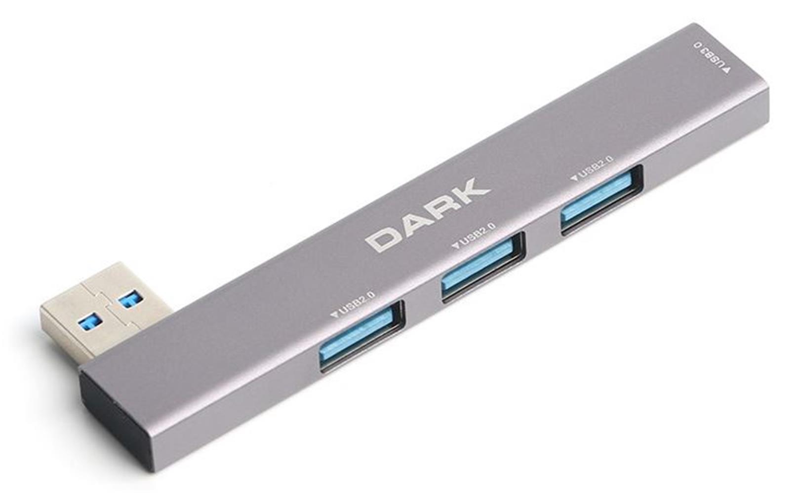 108773-1 Dark Dk Ac Usb34a 4 Port Usb Hub Usa-a 1xusb-a3.0 3xusb-a2.0 - Görsel 1
