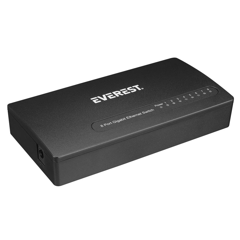 108782-1 Everest EVERLINK ESW-808 8 Port 10-100-1000Mbps Gigabit Ethernet Masaüstü Ethernet Switch Hub - Görsel 1