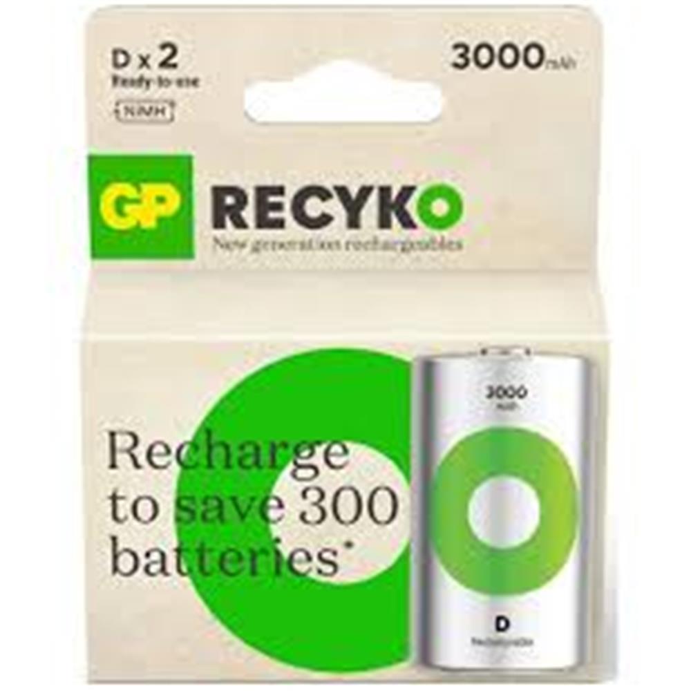 109573-1 Gp 3000 mAh Büyük Boy Şarjlı Pil 2 li Paket D Boy GP300DHCR21-2TLB2 - Görsel 1