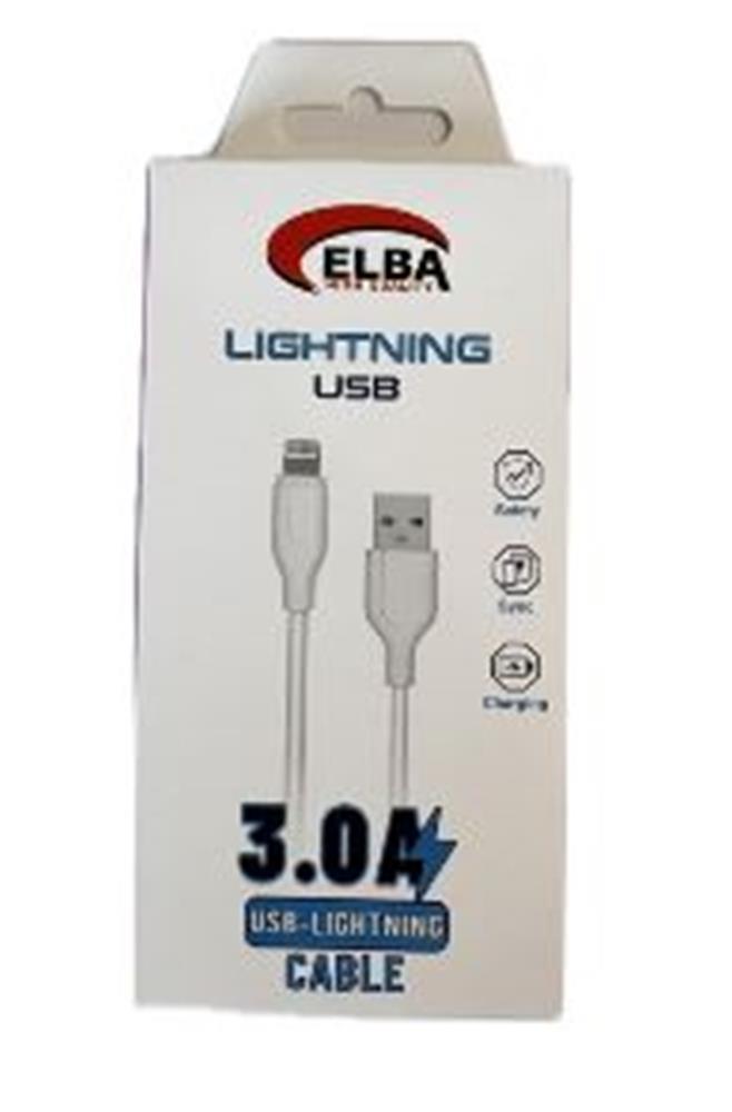 109762-1 Elba Elb27-IOS 1Mt iPhone Lightning 3A Hızlı Şarj Hasırlı Şarj Kablosu Beyaz - Görsel 1