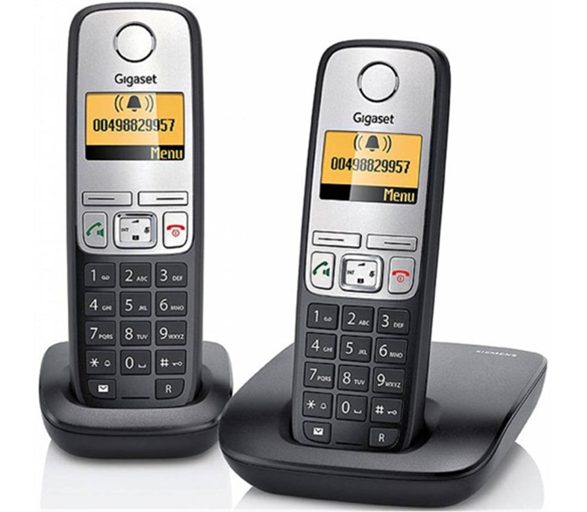 110001 Gigaset A690 Duo 2 Li Siyah Telsiz Dect Telefon 100 Rehber Handsfree Işıklı Ekran - Görsel 1