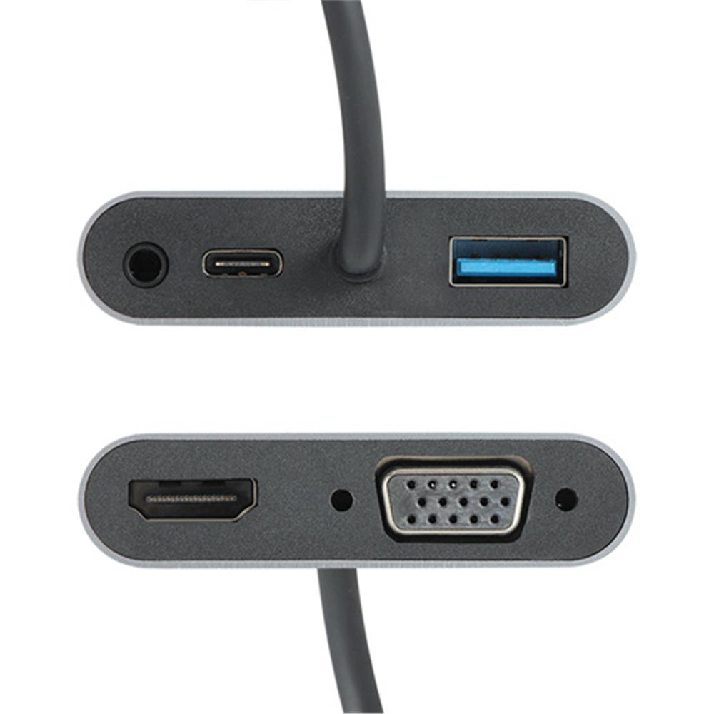 110273-1 Vcom CU4511 Type-C To Hdmi+Vga+Usb 3+3.5mm Aux+ Type-C Çevirici - Görsel 1