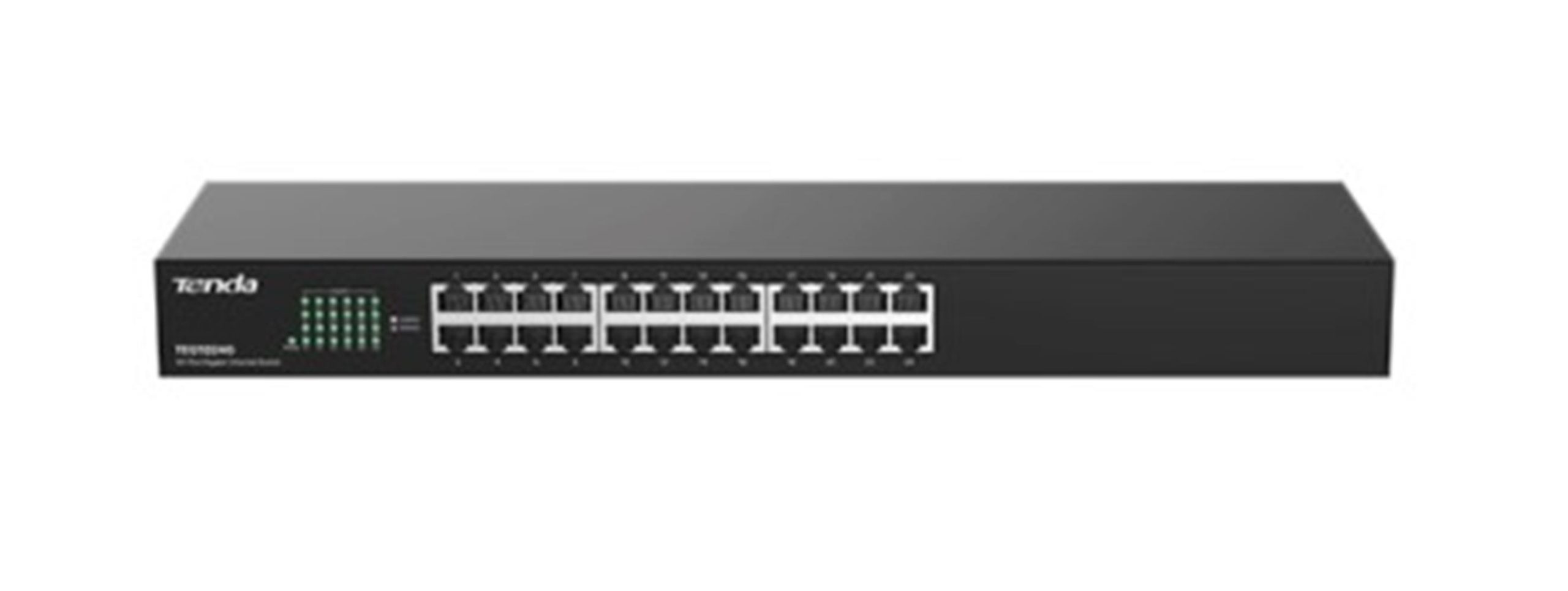 112675-1 Tenda TEG1024G 24 Port 10-100-1000 Mbps 19" Switch Çelik Kasa Rack Mount - Görsel 1