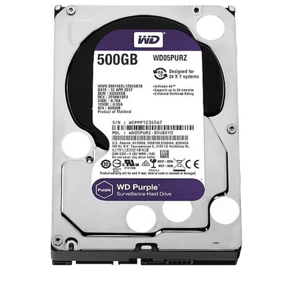 115393-1 Wd 500Gb Purple WD05PURZ 3.5" 5400 RPM SATA 3 Harddisk - Görsel 1