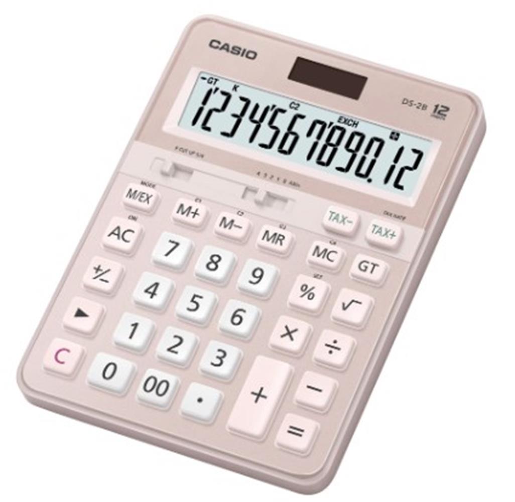 115673-1 Casio Ds-2b-pk Pembe Profesyonel 12 Hane Masa Üstü Hesap Makinesi - Görsel 1